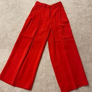 MASSIMO DUTTI high waisted red coral pants trousers size 2